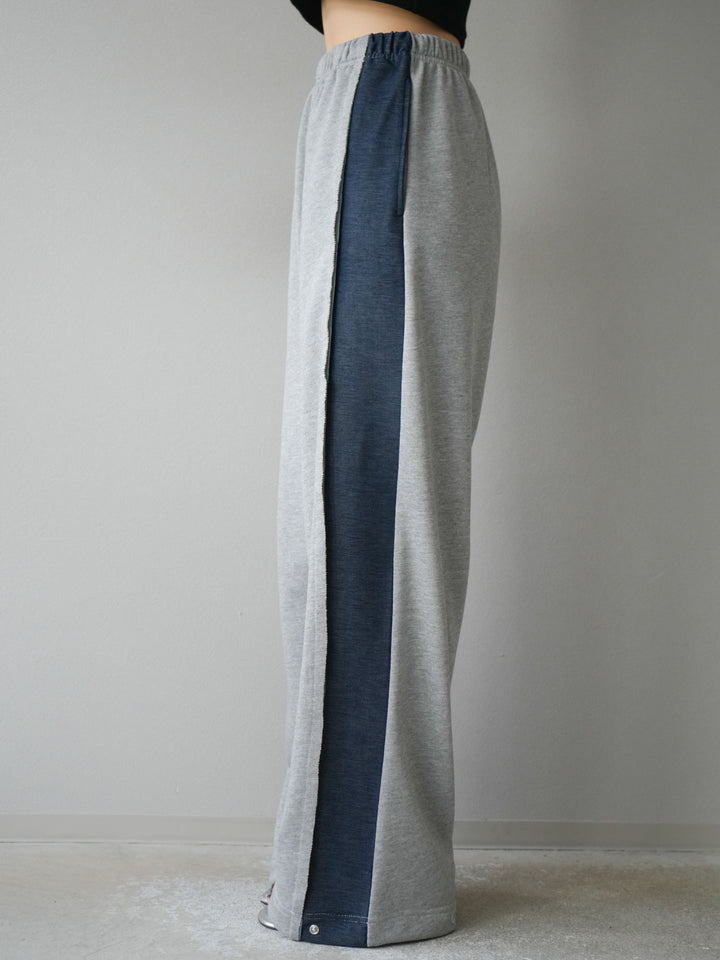 [予約]デニム切替2WAYデザインスウェットパンツ/グレー