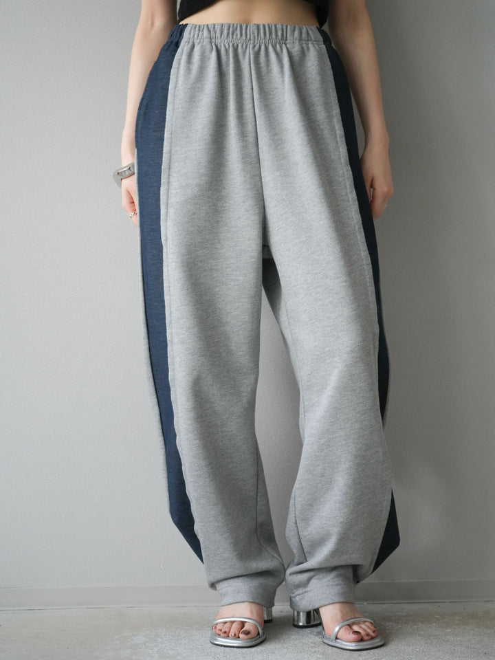 [予約]デニム切替2WAYデザインスウェットパンツ/グレー