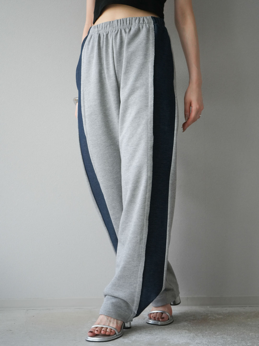 [予約]デニム切替2WAYデザインスウェットパンツ/グレー