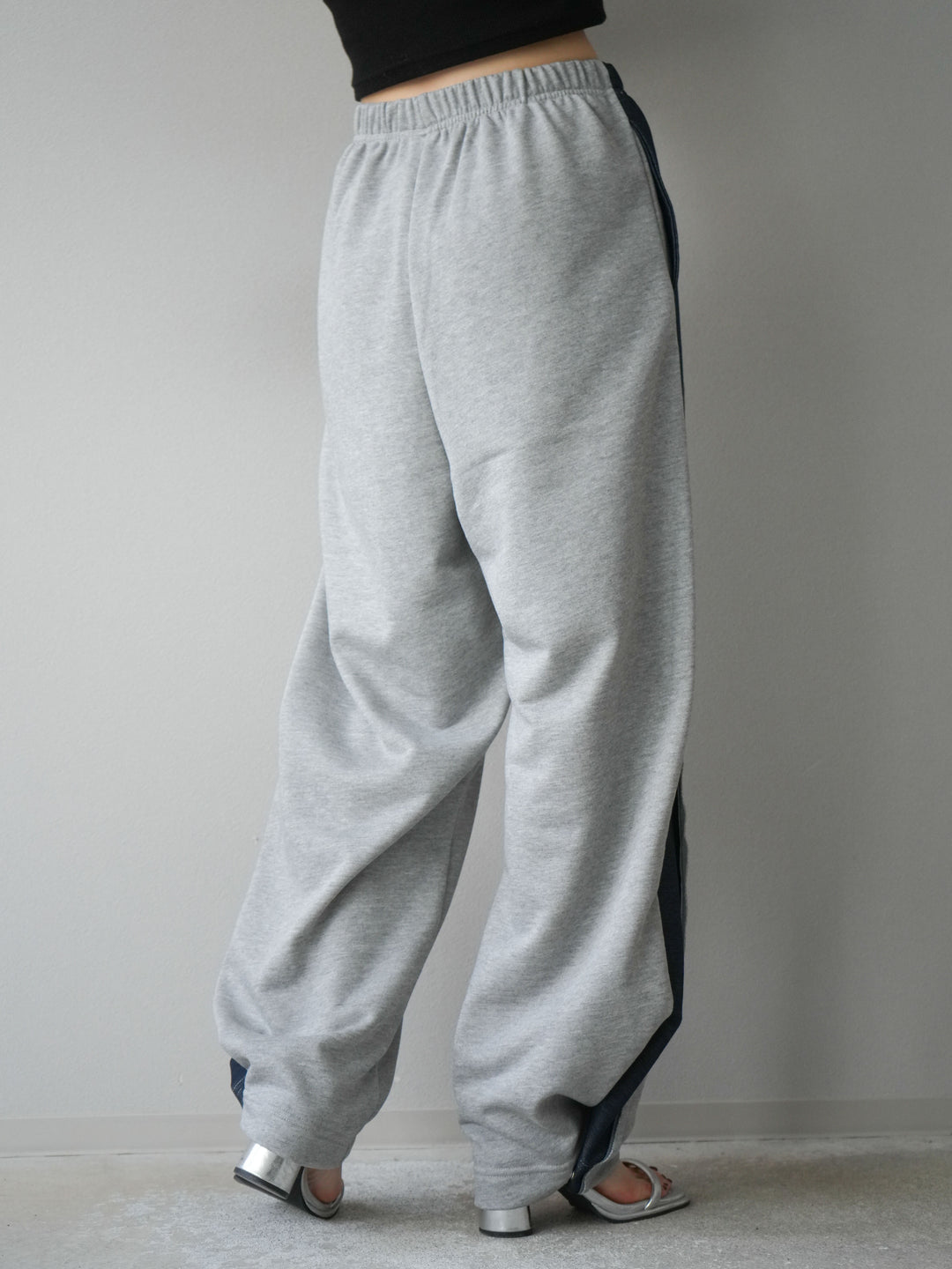 [予約]デニム切替2WAYデザインスウェットパンツ/グレー
