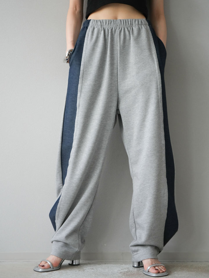[予約]デニム切替2WAYデザインスウェットパンツ/グレー