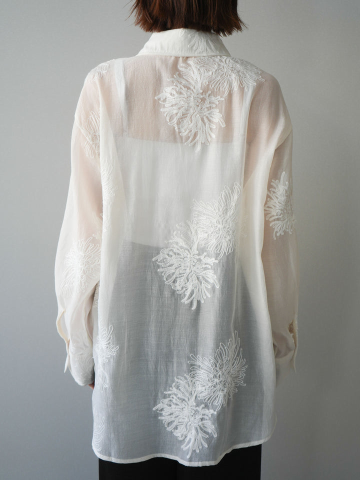 [予約]シアーエンブロイダリーシャツ/ivory