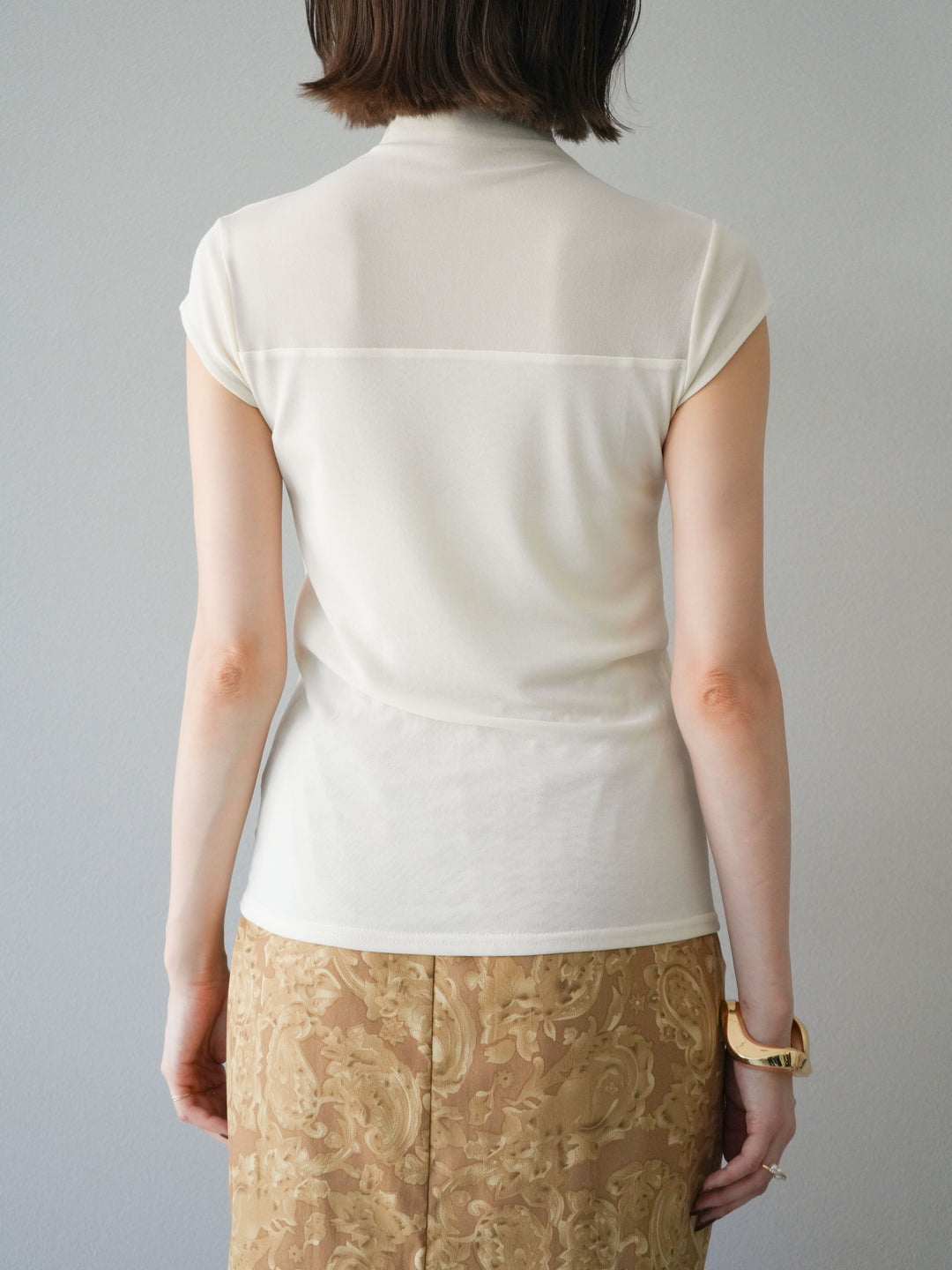 [預訂] 透視彈性上衣/象牙白