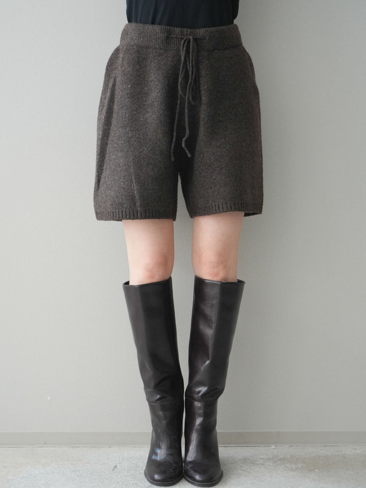 [予約]メランジニットショートパンツ/brown