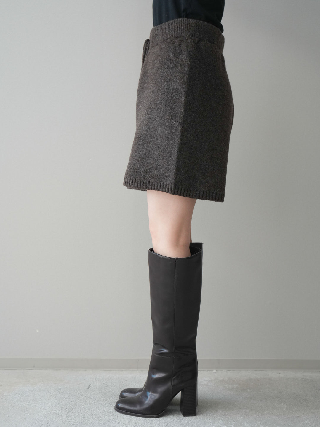 [予約]メランジニットショートパンツ/brown