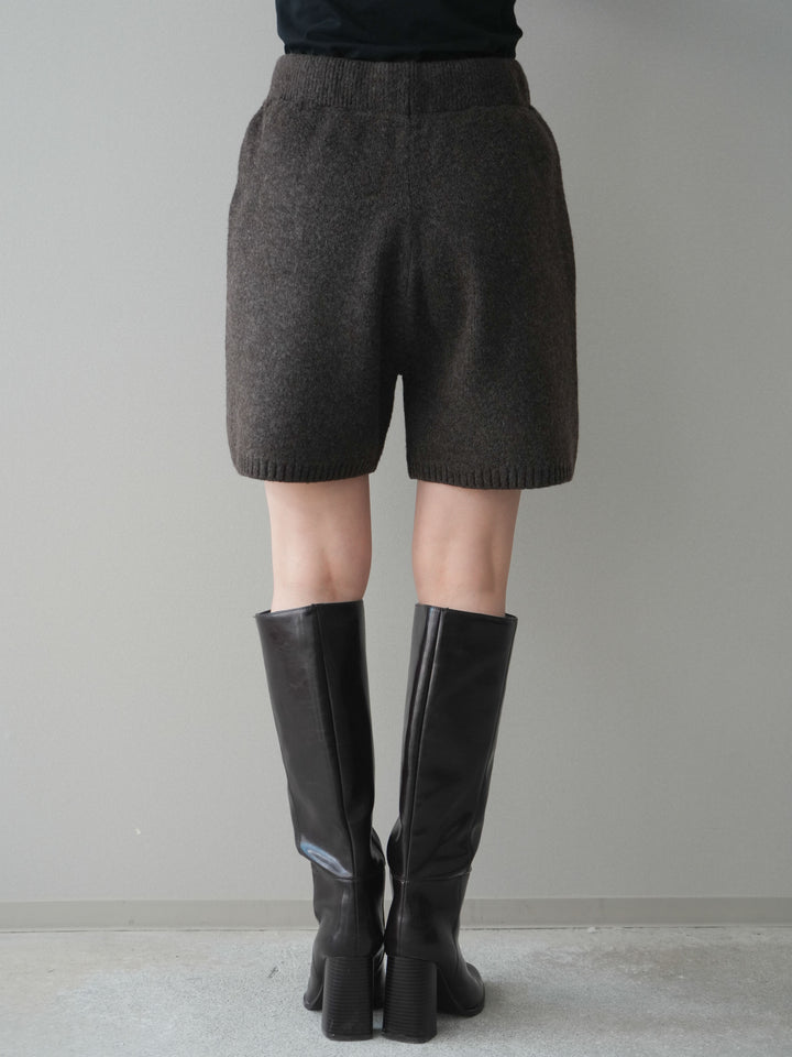 [予約]メランジニットショートパンツ/brown