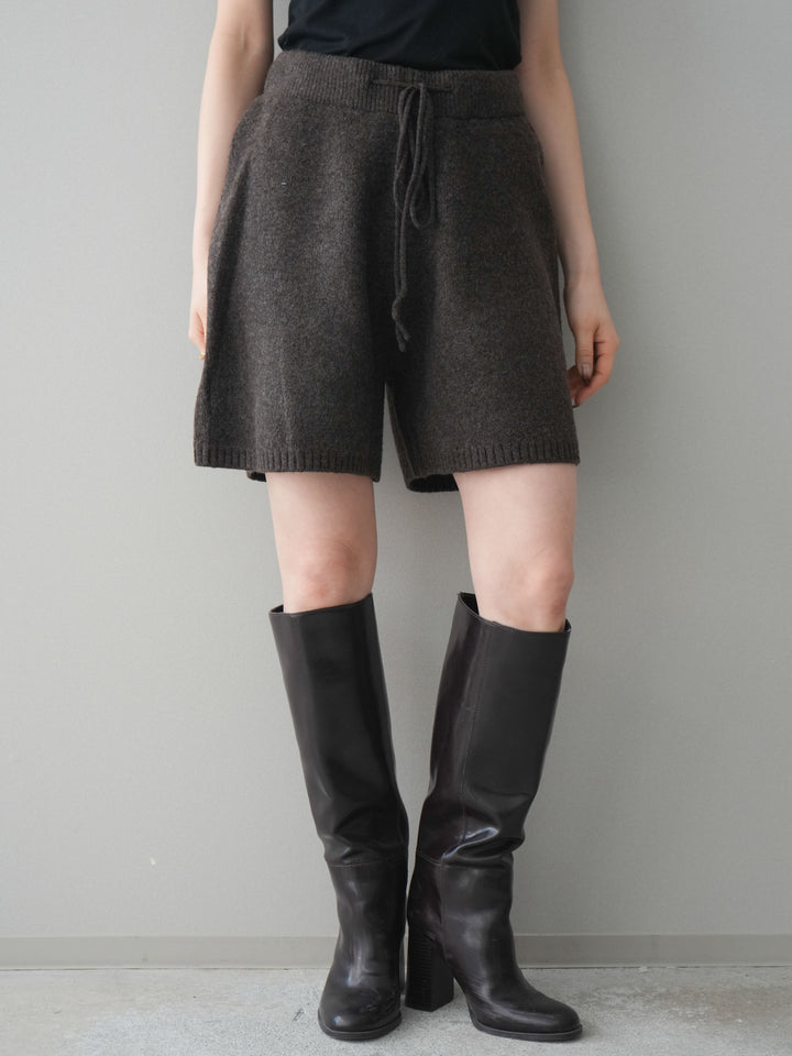 [予約]メランジニットショートパンツ/brown