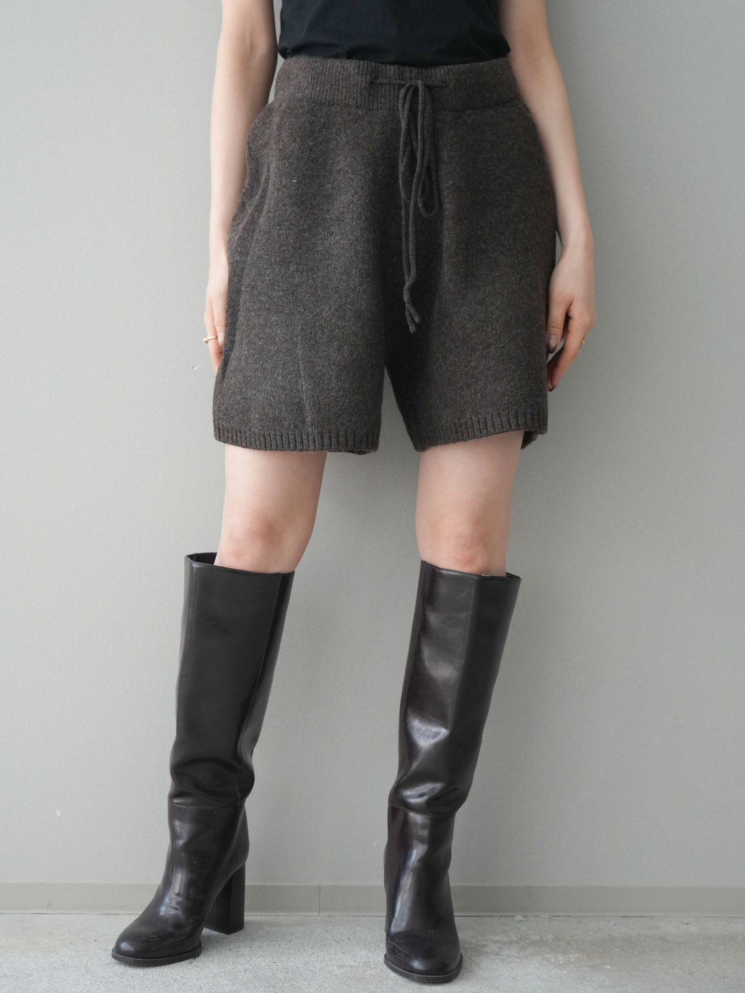 [予約]メランジニットショートパンツ/brown