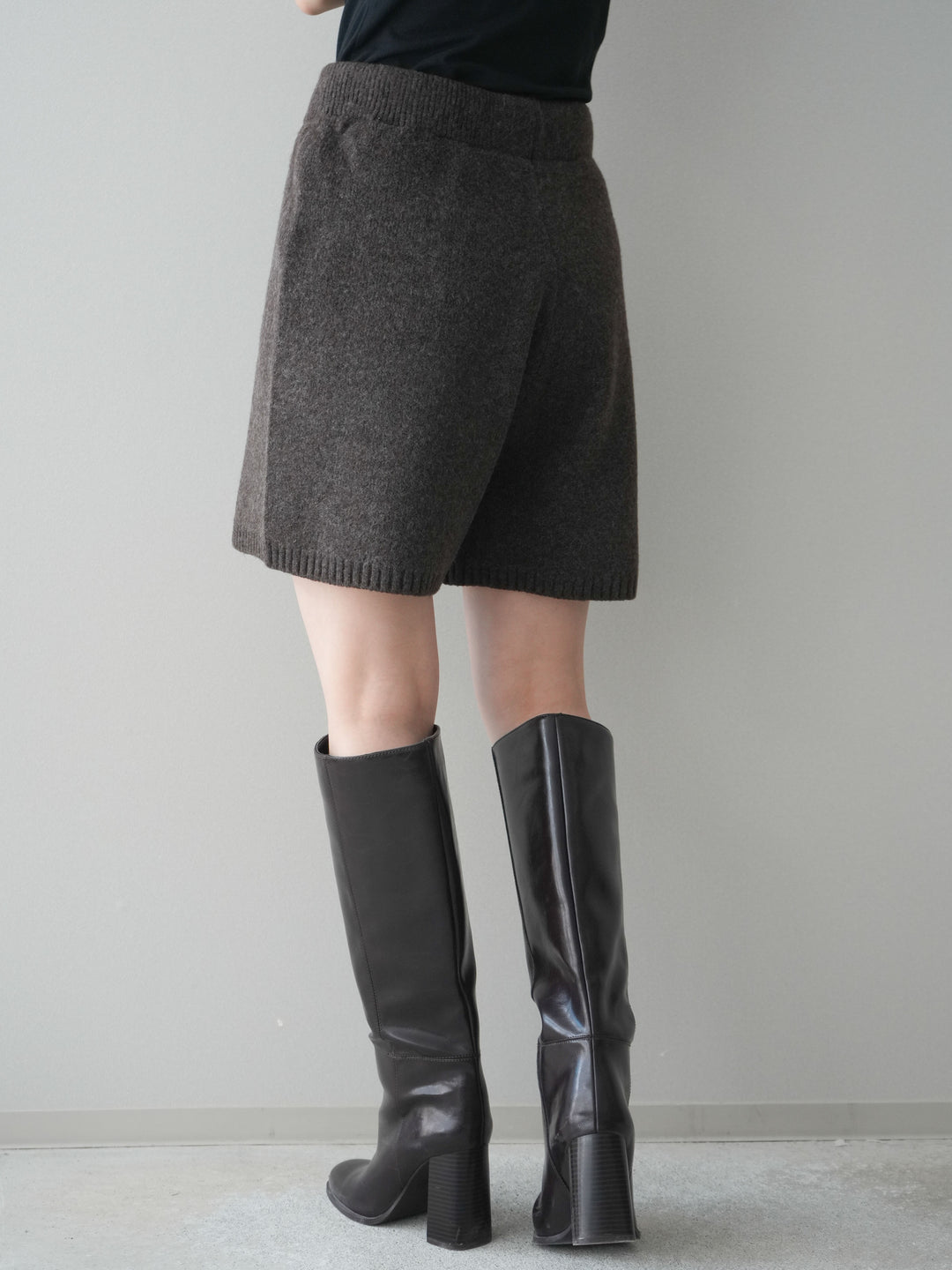 [予約]メランジニットショートパンツ/brown