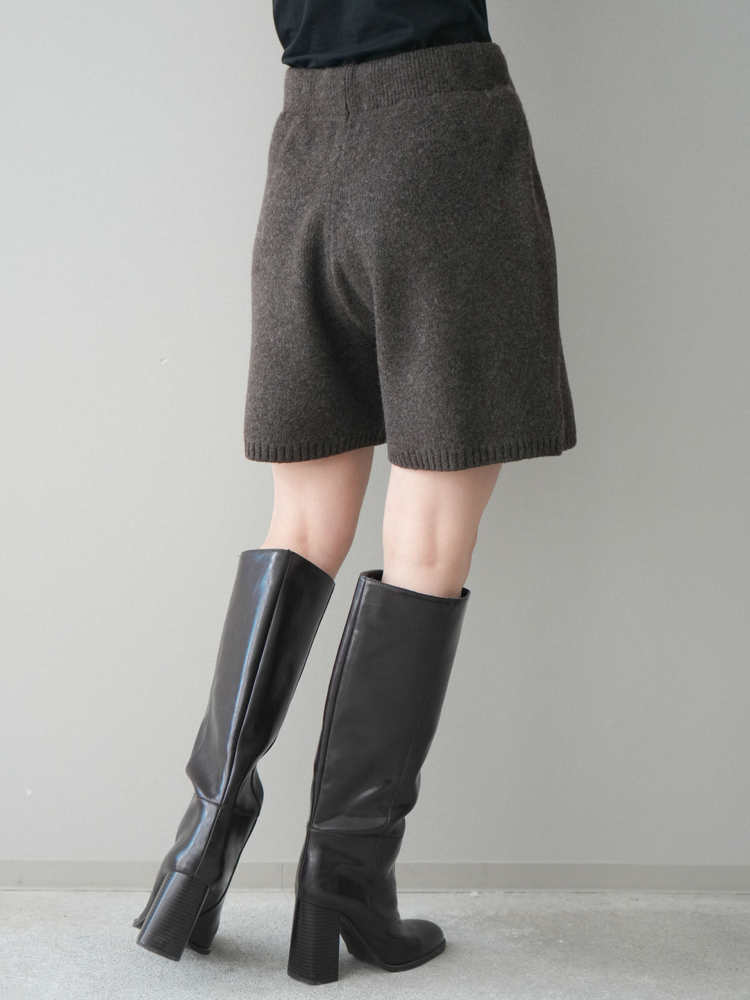 [予約]メランジニットショートパンツ/brown