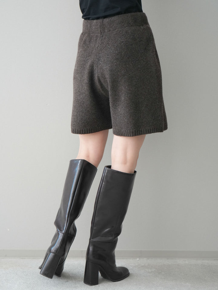 [予約]メランジニットショートパンツ/brown