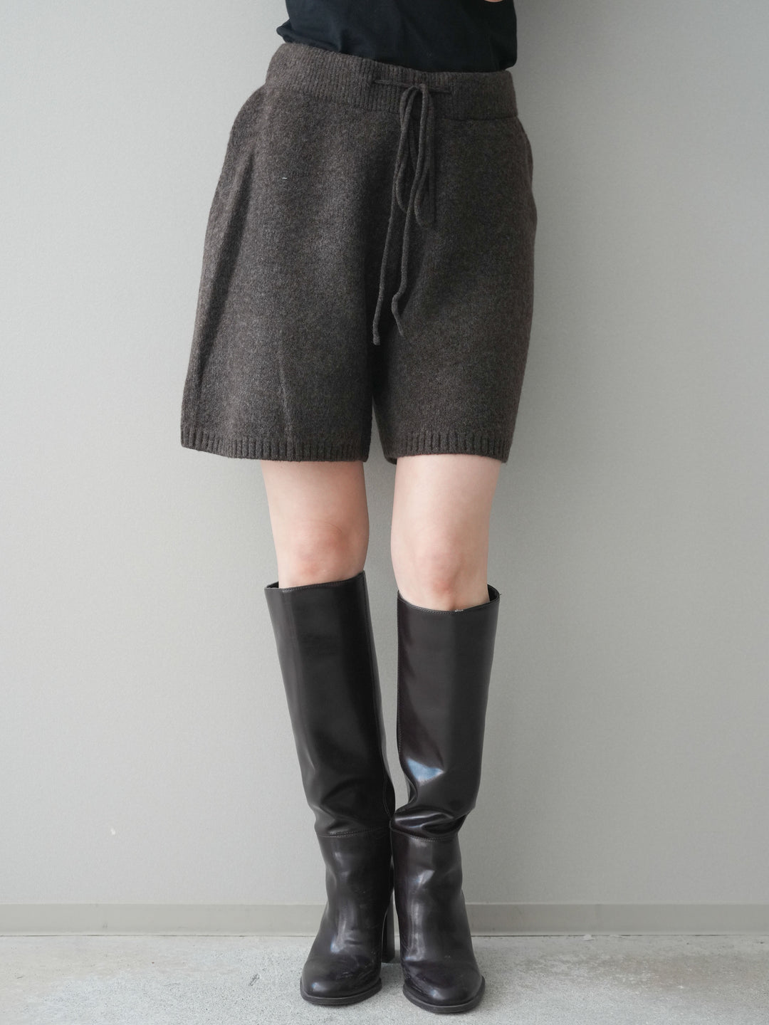 [予約]メランジニットショートパンツ/brown