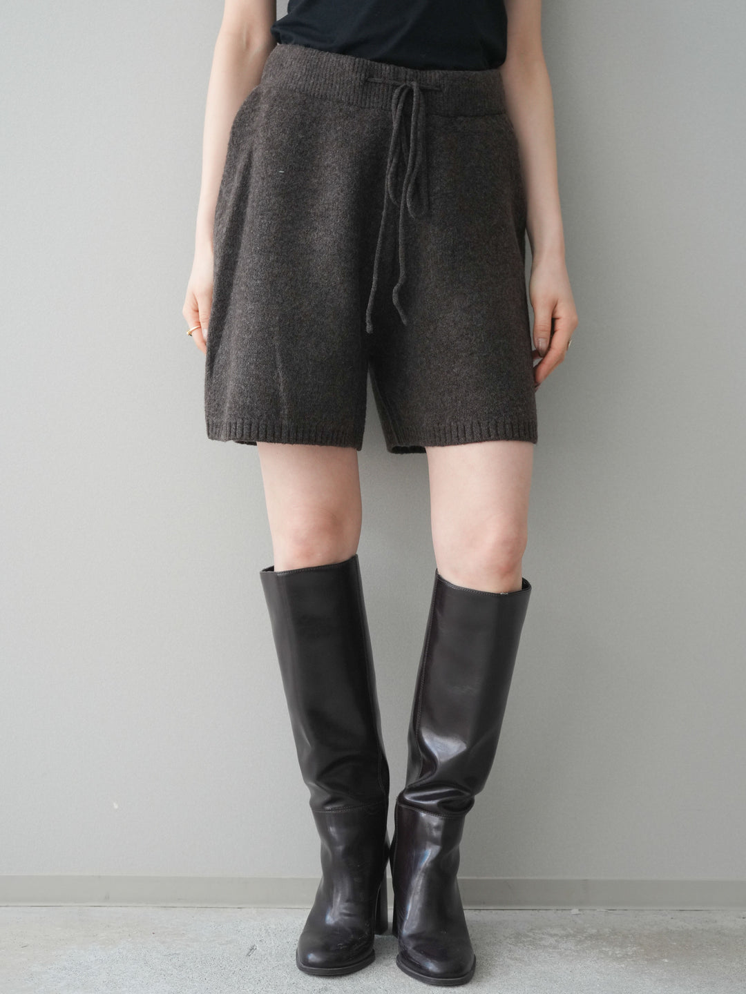 [予約]メランジニットショートパンツ/brown