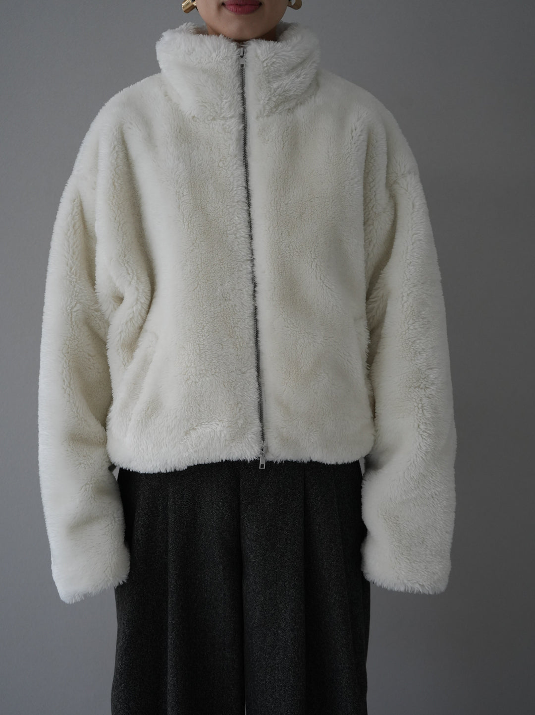 [Pre-order] Faux fur double zip blouson/off