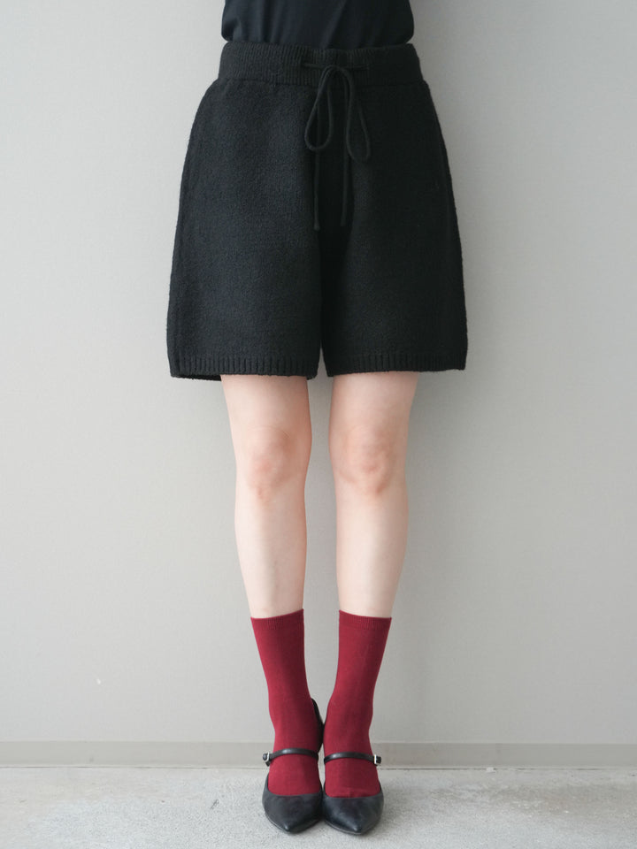 [予約]メランジニットショートパンツ/black