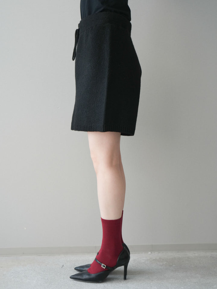 [予約]メランジニットショートパンツ/black