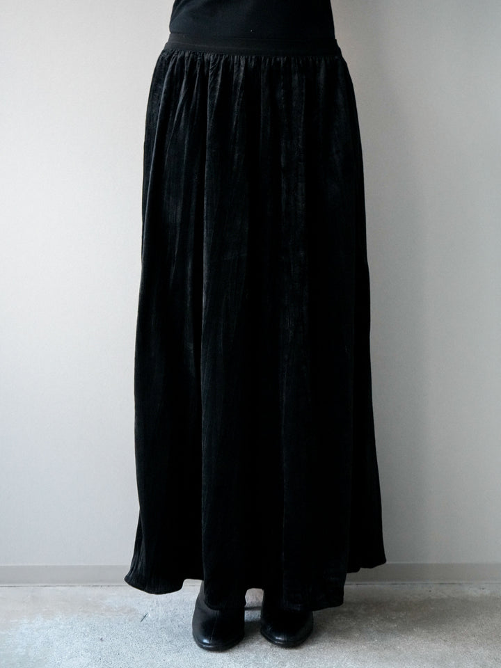 [予約]ワッシャーベロアプリーツスカート/black
