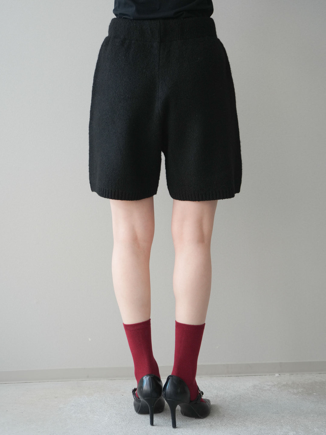 [予約]メランジニットショートパンツ/black