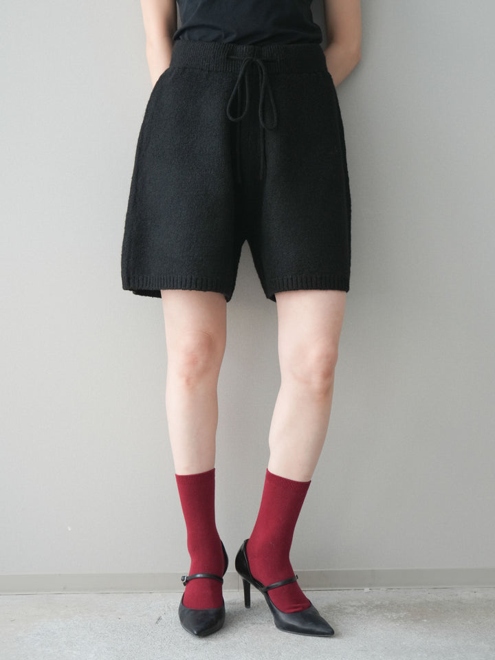[予約]メランジニットショートパンツ/black