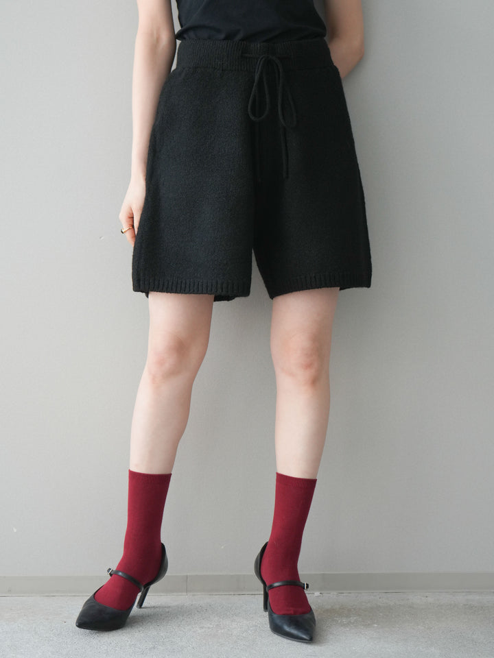 [予約]メランジニットショートパンツ/black