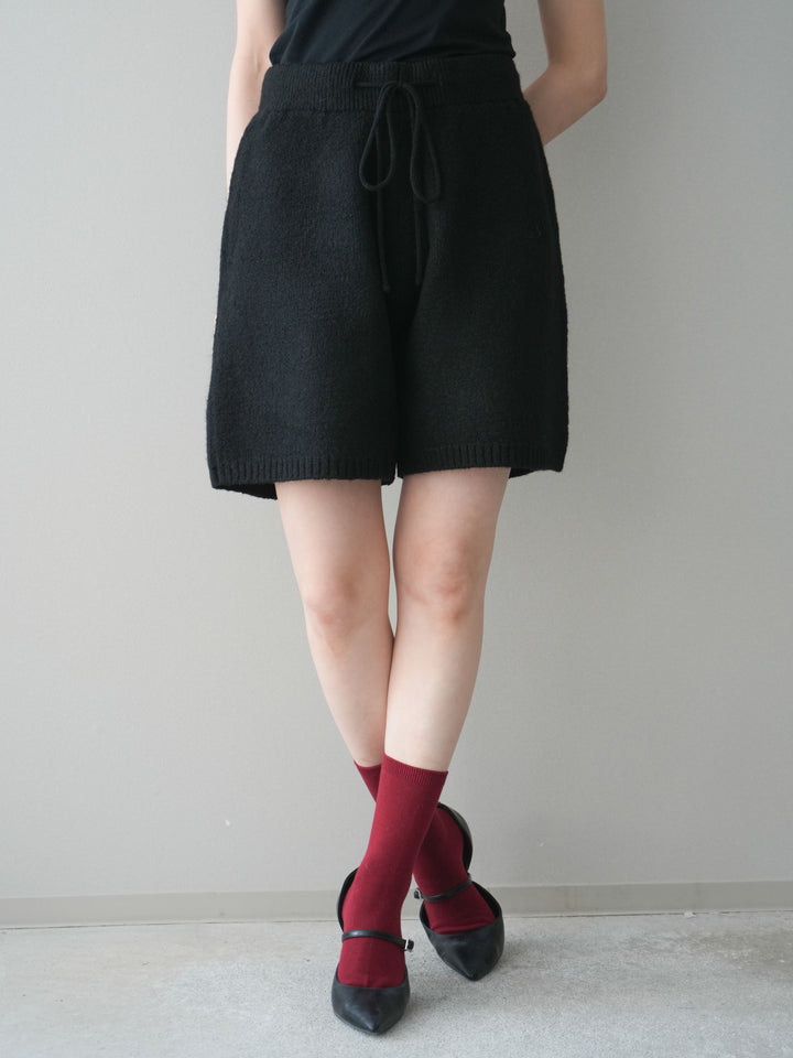 [予約]メランジニットショートパンツ/black
