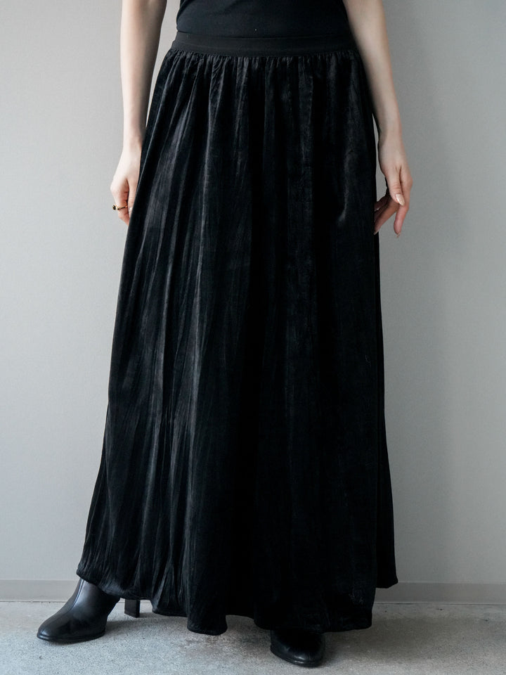 [予約]ワッシャーベロアプリーツスカート/black