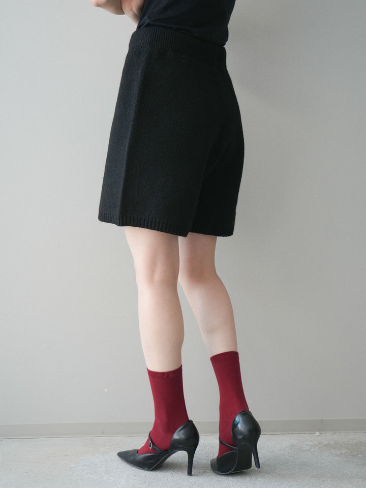 [予約]メランジニットショートパンツ/black