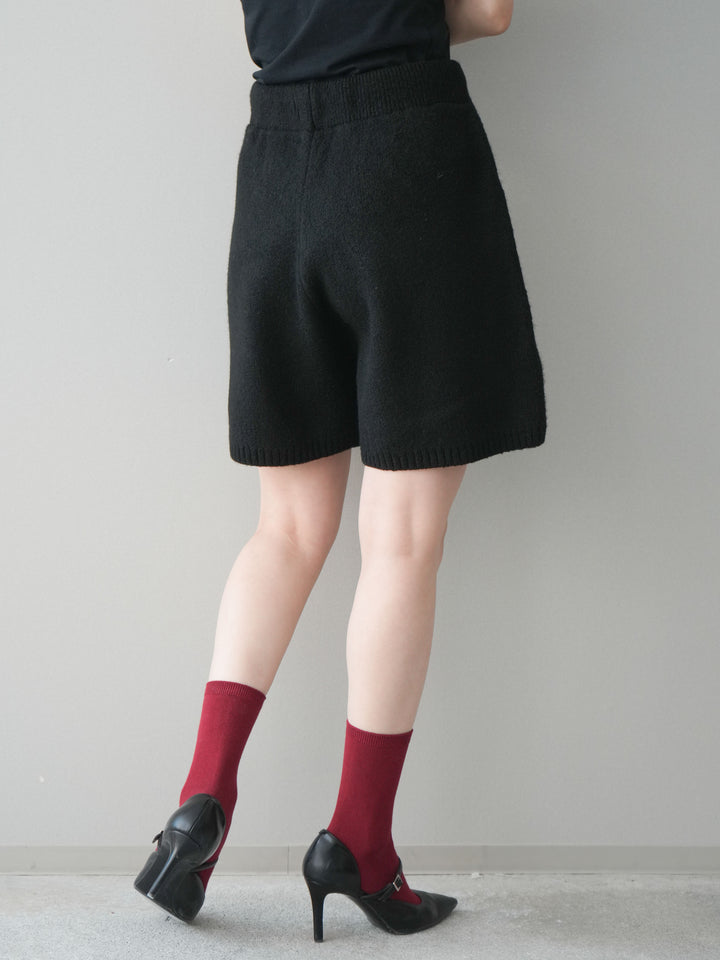 [予約]メランジニットショートパンツ/black