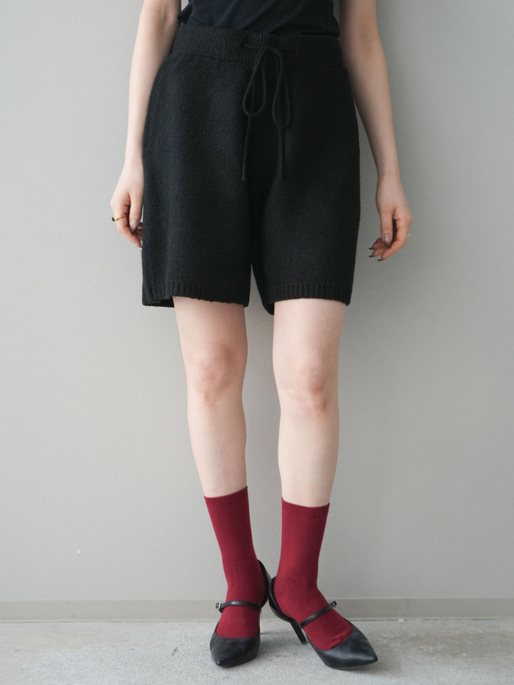 [予約]メランジニットショートパンツ/black