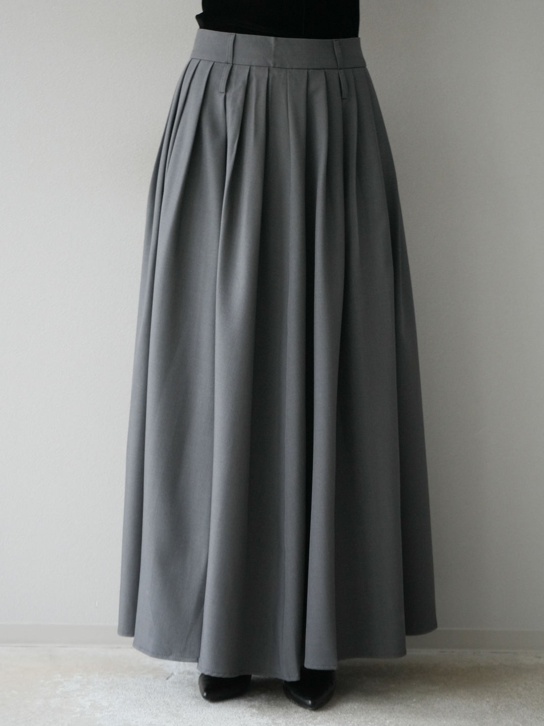 [予約]エステルプリーツスリットスカート/グレー