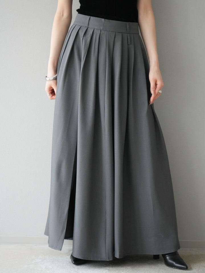 [予約]エステルプリーツスリットスカート/グレー