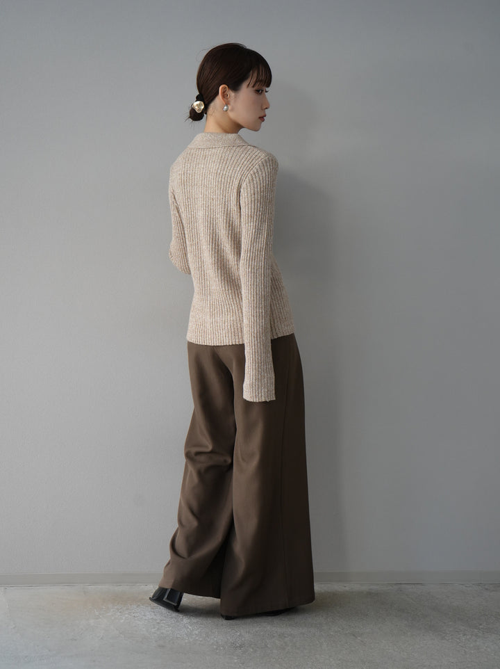 【預訂】皮帶設計收腰寬褲/摩卡