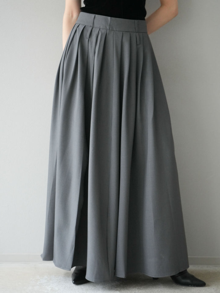 [予約]エステルプリーツスリットスカート/グレー