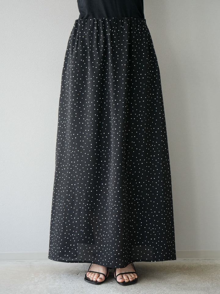 [予約]ハートドットフレアロングスカート/ブラック