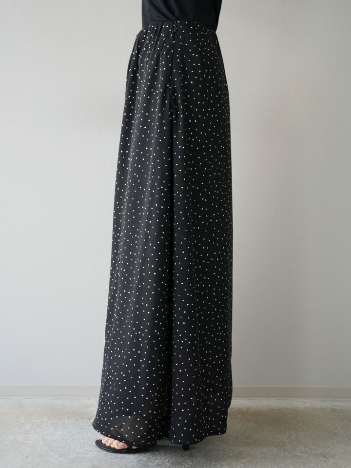 [予約]ハートドットフレアロングスカート/ブラック