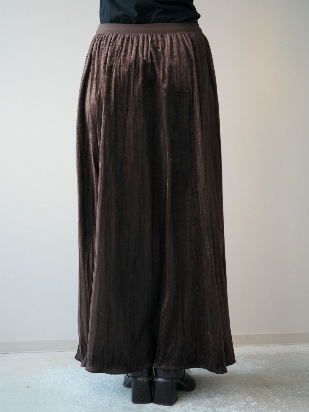 [予約]ワッシャーベロアプリーツスカート/brown