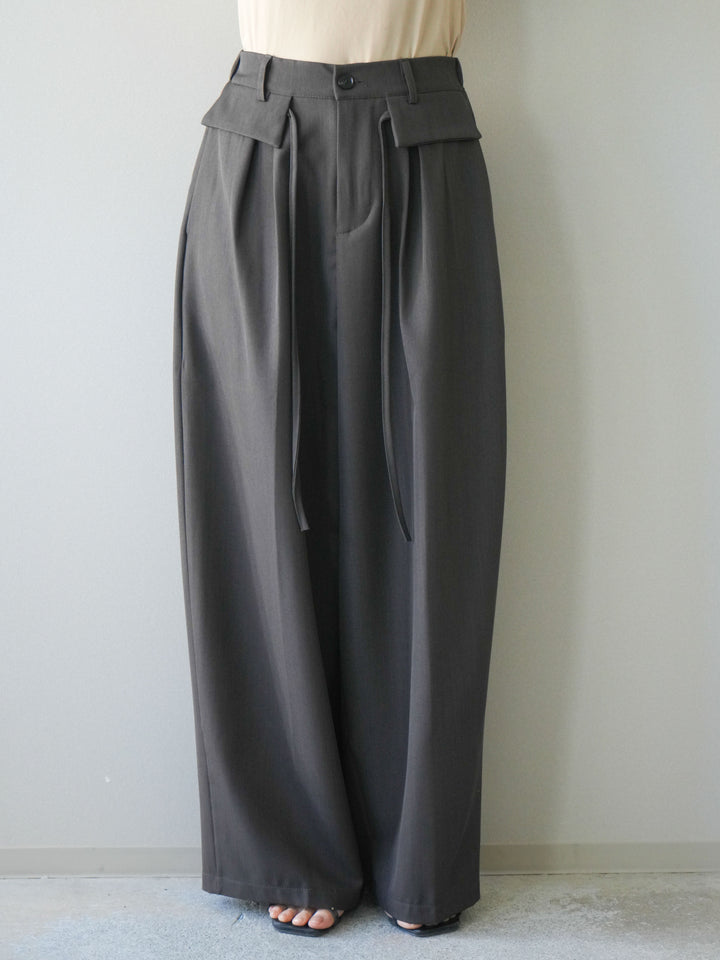 [予約]ドロストデザインワイドスラックス/charcoal