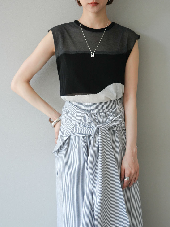 [SET] 雙色透明針織無袖+可選配件套裝（2套）