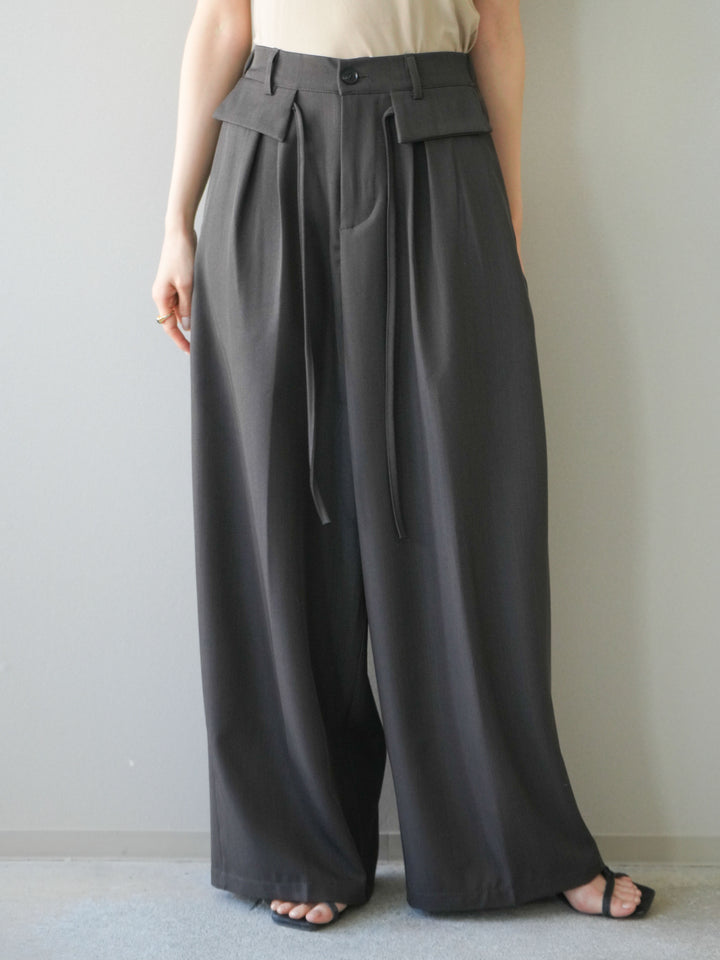 [予約]ドロストデザインワイドスラックス/charcoal