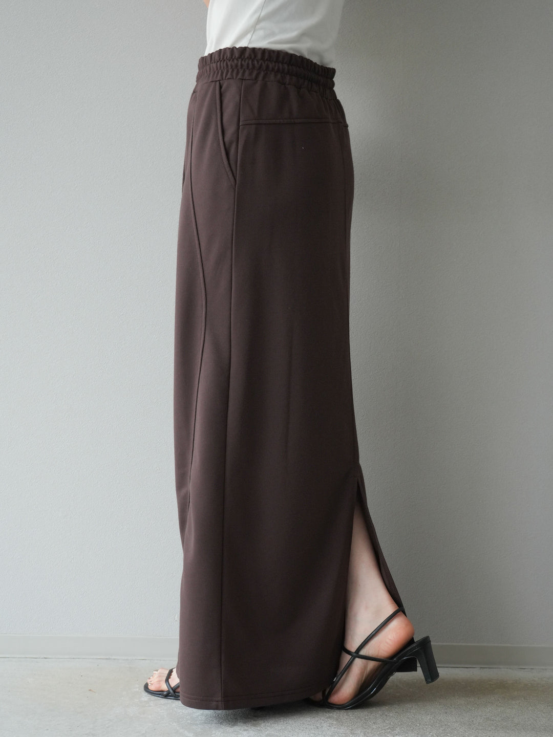 [予約]スウェットロングスカート/ブラウン