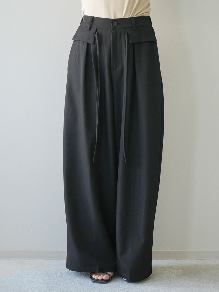 [予約]ドロストデザインワイドスラックス/black