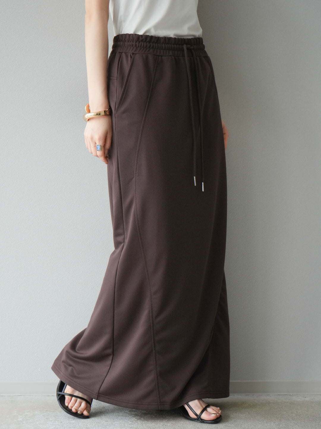 [予約]スウェットロングスカート/ブラウン