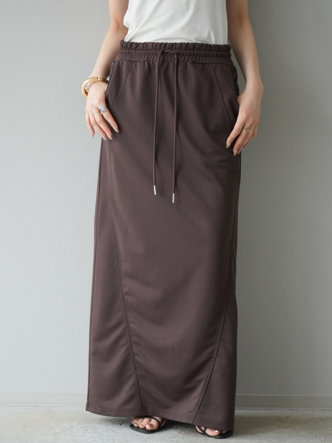 [予約]スウェットロングスカート/ブラウン