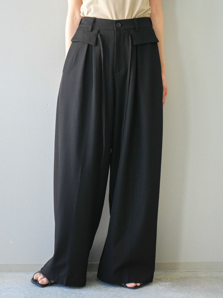 [予約]ドロストデザインワイドスラックス/black