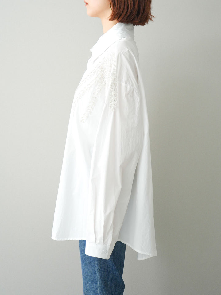 【預購】串珠刺繡設計襯衫/白色