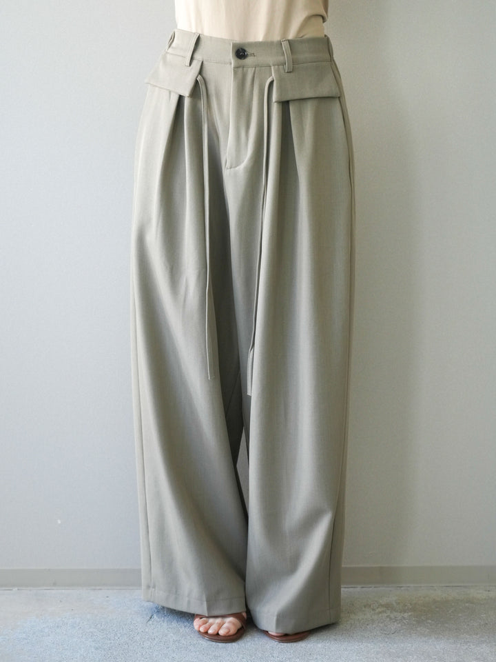 [予約]ドロストデザインワイドスラックス/gray