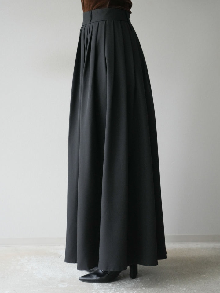 [予約]エステルプリーツスリットスカート/ブラック