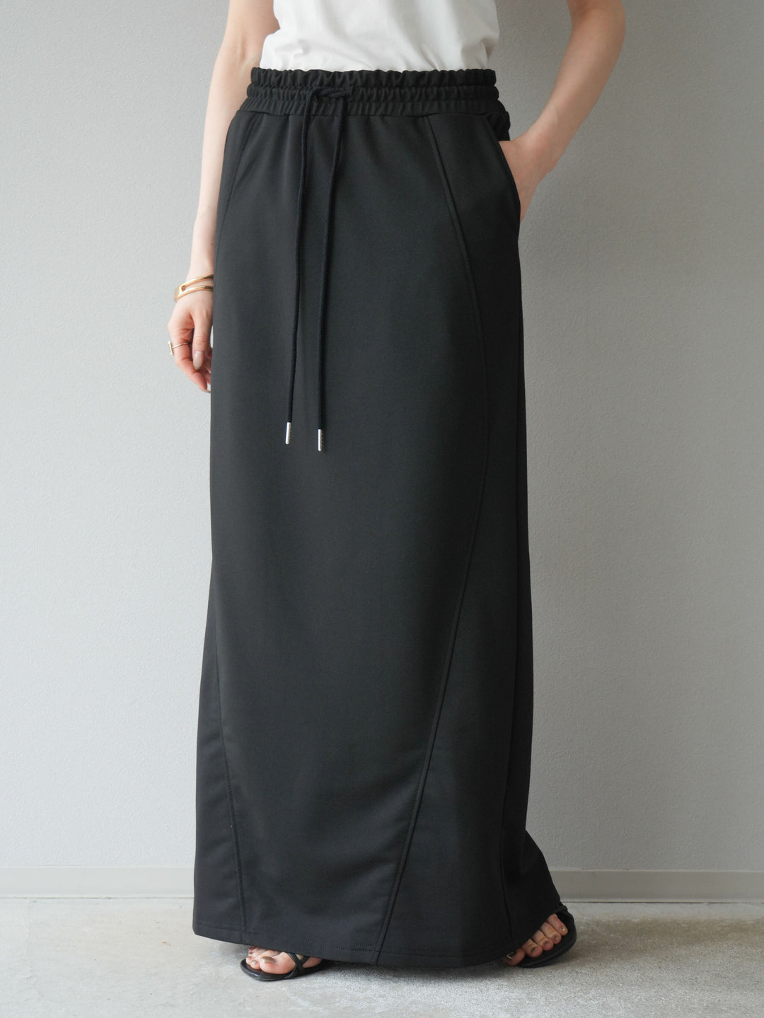 [予約]スウェットロングスカート/ブラック