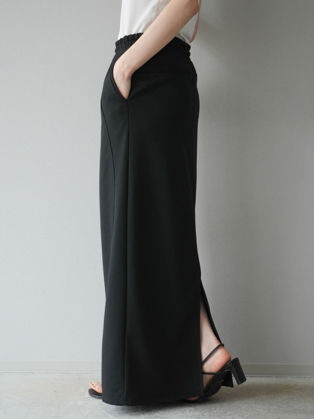 [予約]スウェットロングスカート/ブラック