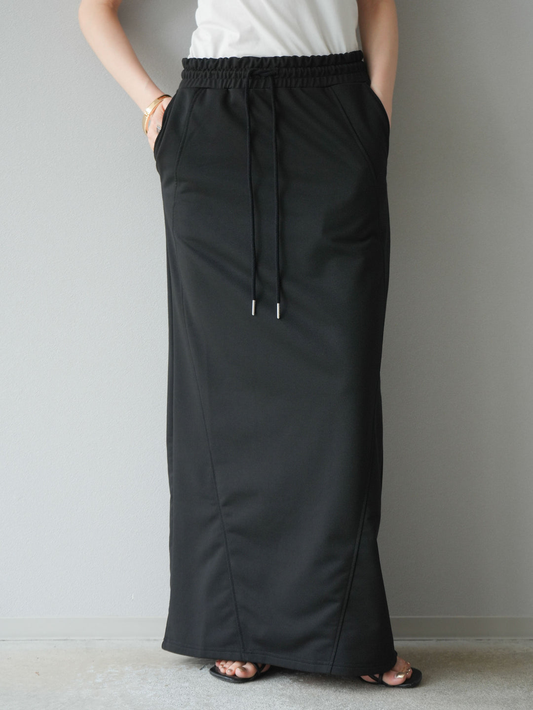 [予約]スウェットロングスカート/ブラック